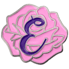 e pink flower lapel pin