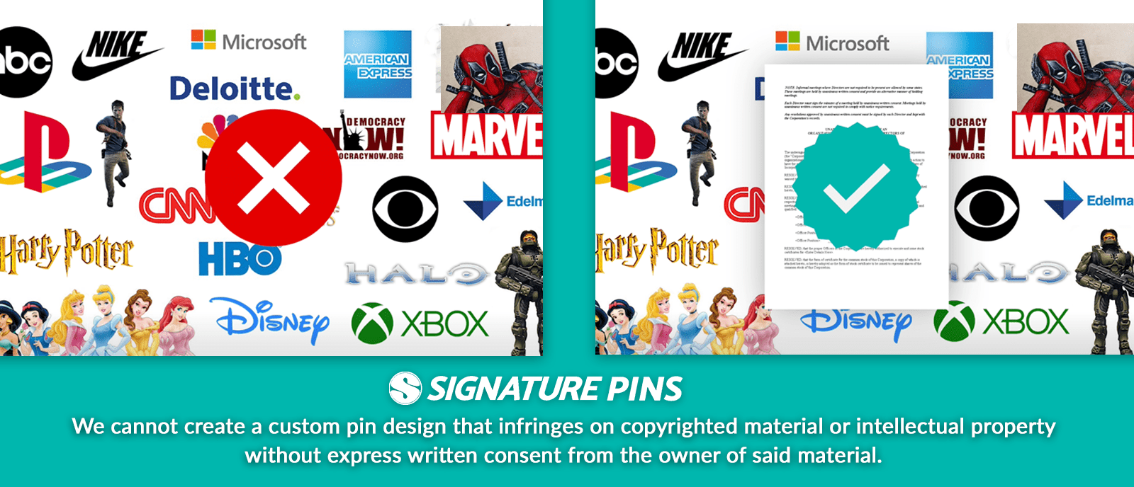 intellectual property and copyright - signature pins