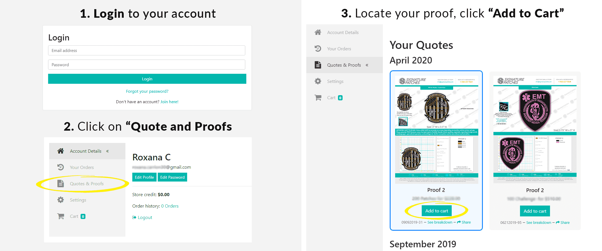ordering your custom patch from your account