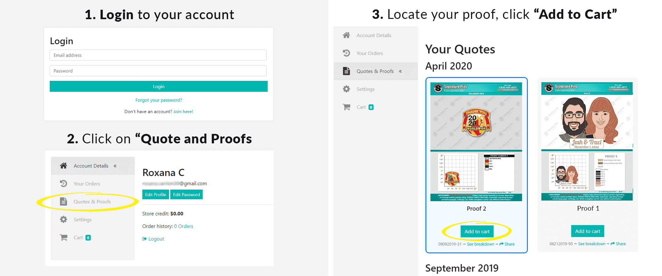Ordering a custom pin quote