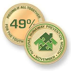 National Runaway Prevention Month Custom Challenge Coins for November