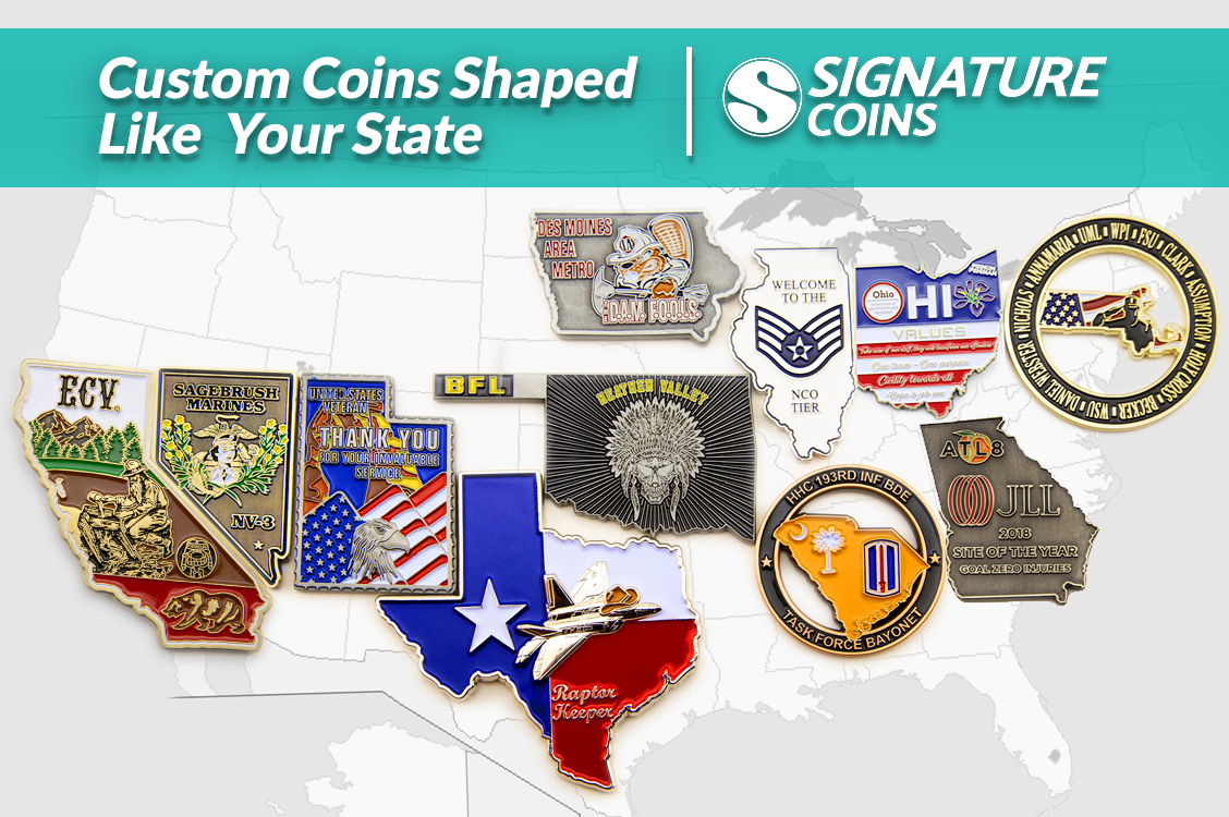 Custom Coins Shaped Like Your Home State
