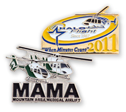 Helicopter Critical Care Transport Lapel Pins Honor Patients and Families