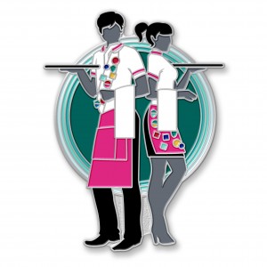 Custom Lapel Pins Act as Flair on a Restaurant Uniform